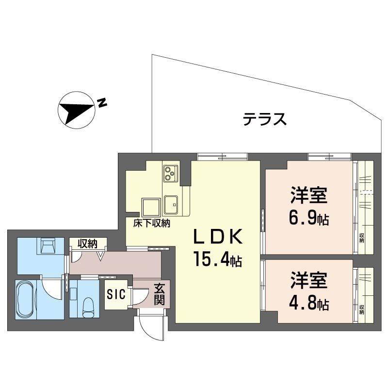 ベルシエル(2LDK/2階)の間取り写真