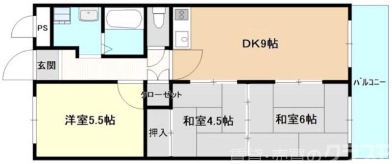 EVERGREEN泉ヶ丘1号館(3DK/4階)の間取り写真
