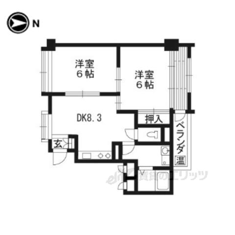 ロイヤルハイツ白川(2DK/2階)の間取り写真