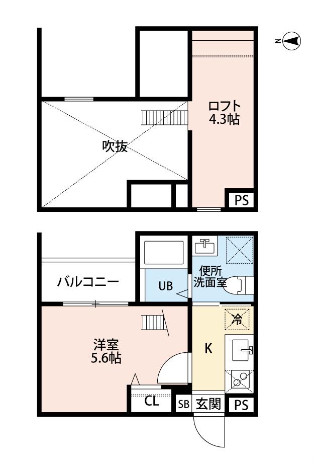 CRASTINE高畑(1K/1階)の間取り写真
