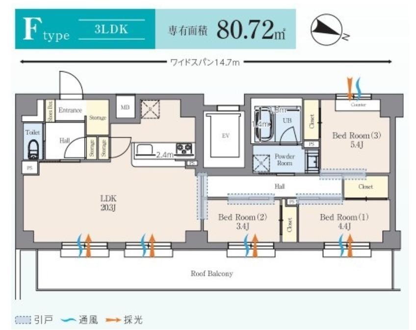 給田3丁目M(3LDK/6階)の間取り写真