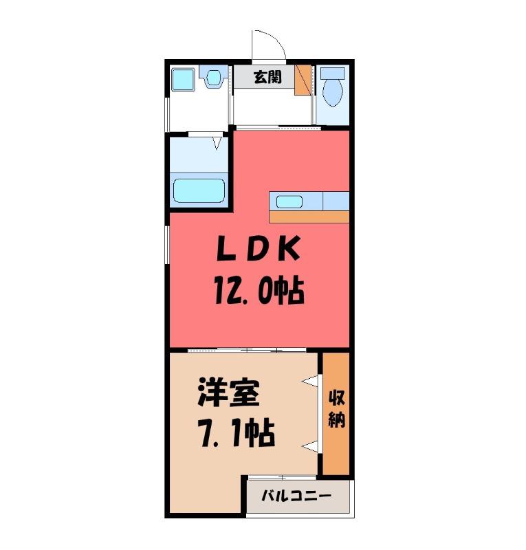 パーシモンズ テラス(1LDK/3階)の間取り写真