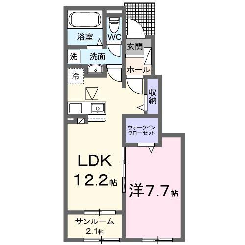 スマート ルーク 和(1LDK/1階)の間取り写真