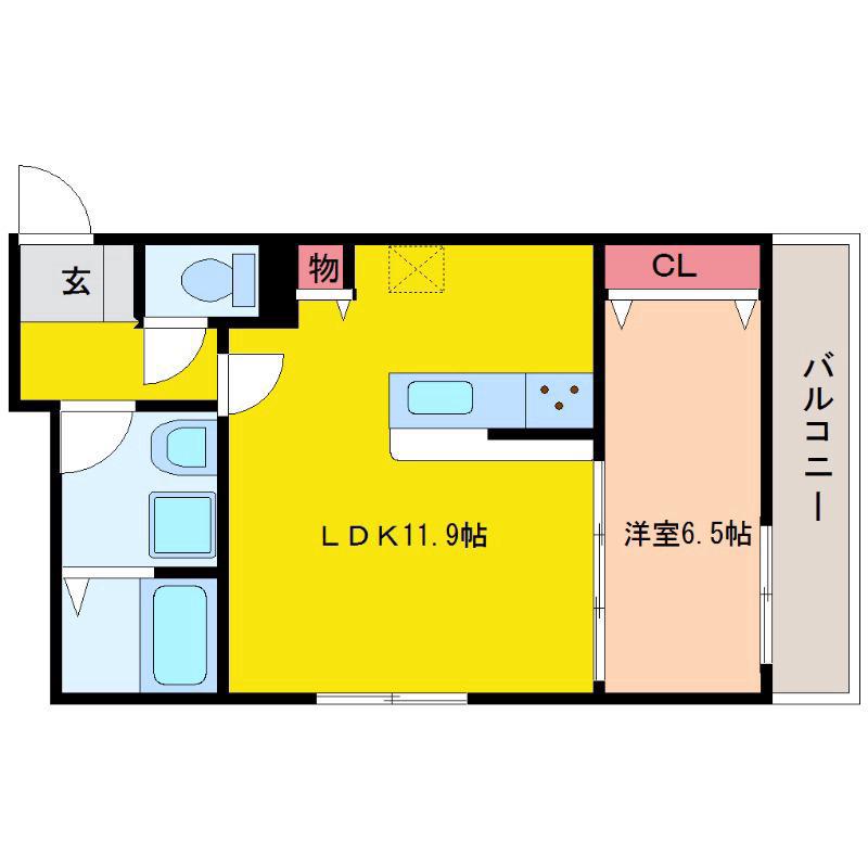 FLANNEL(1LDK/1階)の間取り写真
