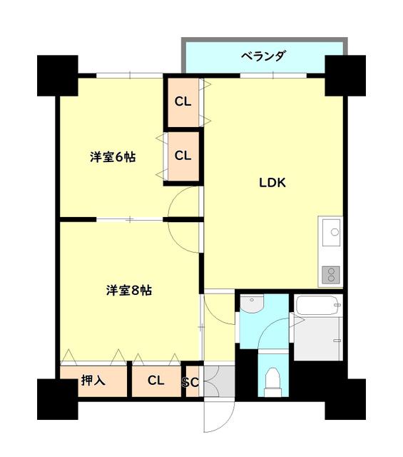 メゾン東山(3DK/5階)の間取り写真