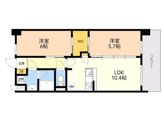 S-RESIDENCE博多駅南AFFORD(2LDK/4階)の間取り写真
