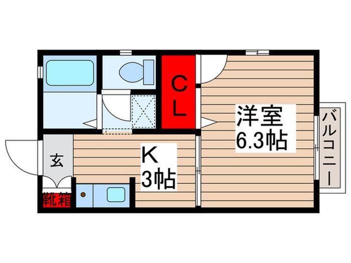 フレグランス若葉(1K/1階)の間取り写真