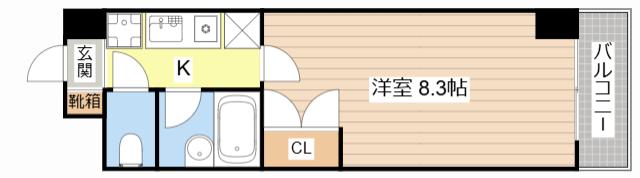 コンフォート太陽(1K/6階)の間取り写真