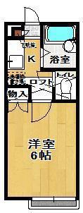 パルーム開成 A棟(1K/2階)の間取り写真