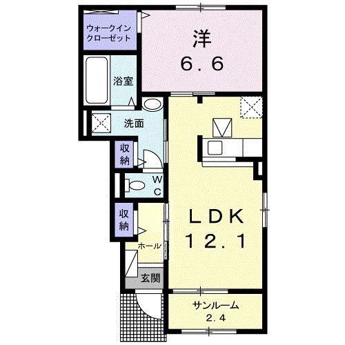 ルミエール小坂井A(1LDK/1階)の間取り写真