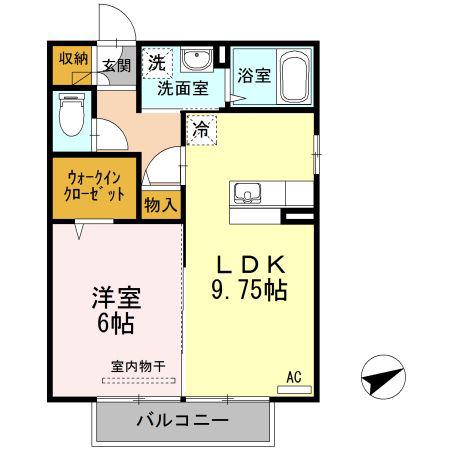 エスポア(1LDK/2階)の間取り写真