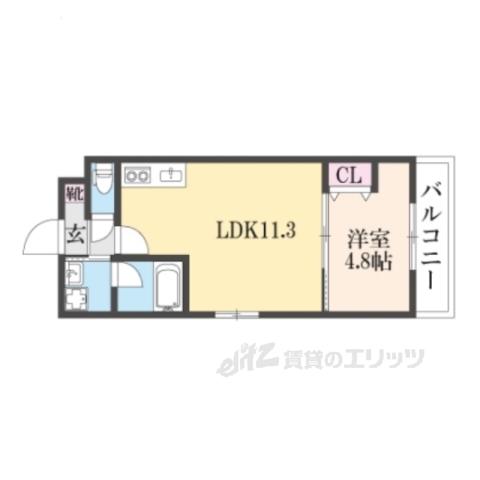 カーサ・フェリーチェ桂(1LDK/5階)の間取り写真