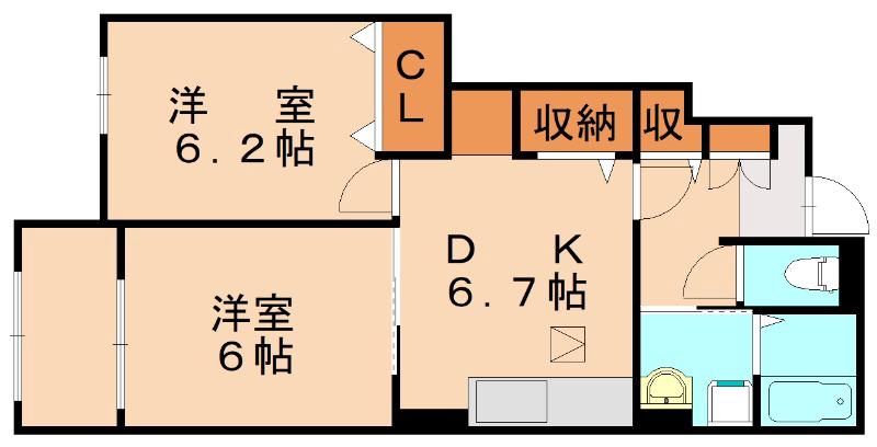 ウィステリア 参番館(2DK/1階)の間取り写真