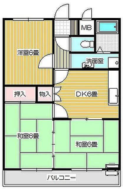 ペアパレスCHIBA(3DK/2階)の間取り写真