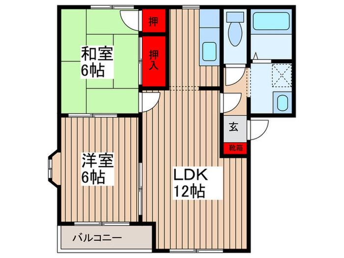 エスポワール(2LDK/2階)の間取り写真