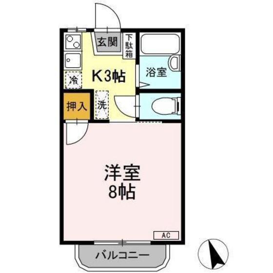 コーポあいA棟(1K/1階)の間取り写真