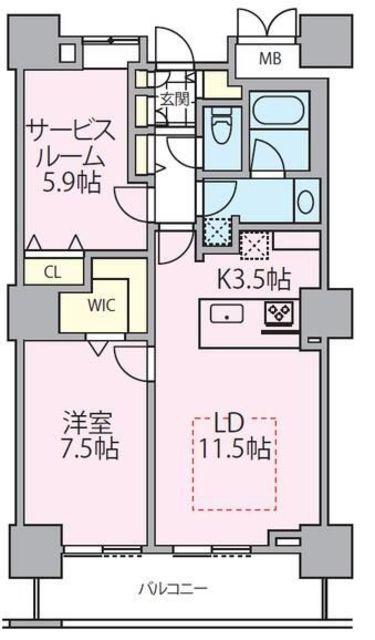 ロイヤルパークスタワー南千住(1SLDK/19階)の間取り写真