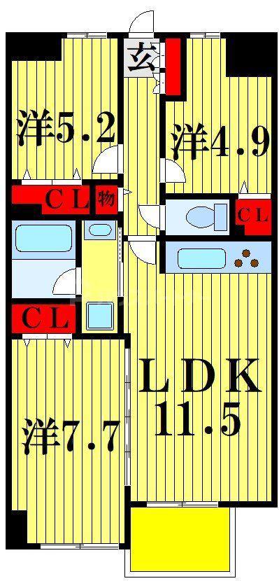 U COURT 西新井(3LDK/8階)の間取り写真