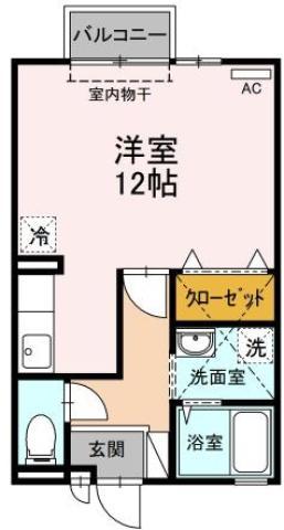 ジュネス吉岡(ワンルーム/2階)の間取り写真
