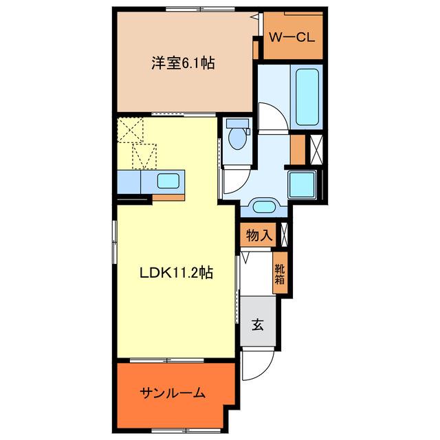 アルバーダ雅I(1LDK/1階)の間取り写真