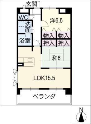 諏訪ステージ(2LDK/2階)の間取り写真