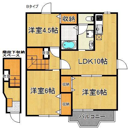 みやびA・B棟(3LDK/2階)の間取り写真