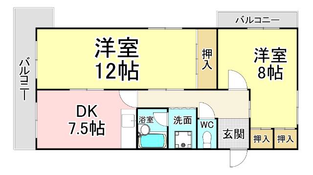 メゾンひらの(3DK/5階)の間取り写真