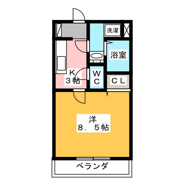ミルフォード(1K/4階)の間取り写真