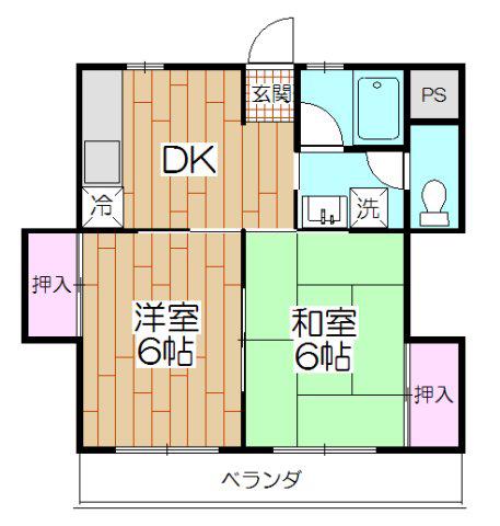 サンハイムコーワ(2DK/2階)の間取り写真
