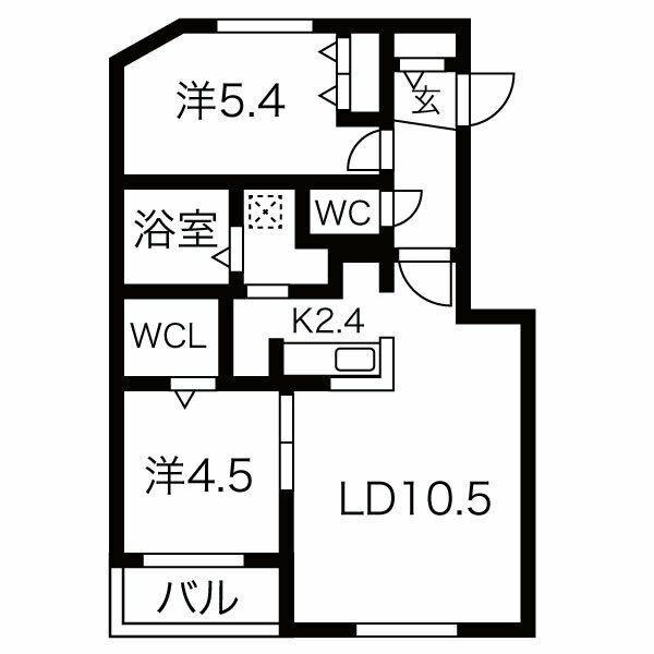 ブランシャールNEO(2LDK/2階)の間取り写真
