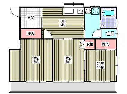 サンハイツ上柴(3DK/2階)の間取り写真
