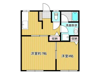 フラワーハイツ(2DK/1階)の間取り写真