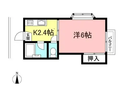 ハイツキーモーI(1K/2階)の間取り写真