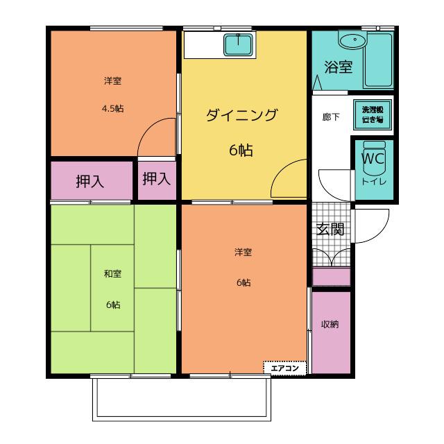 プレジール伊倉B(3DK/2階)の間取り写真