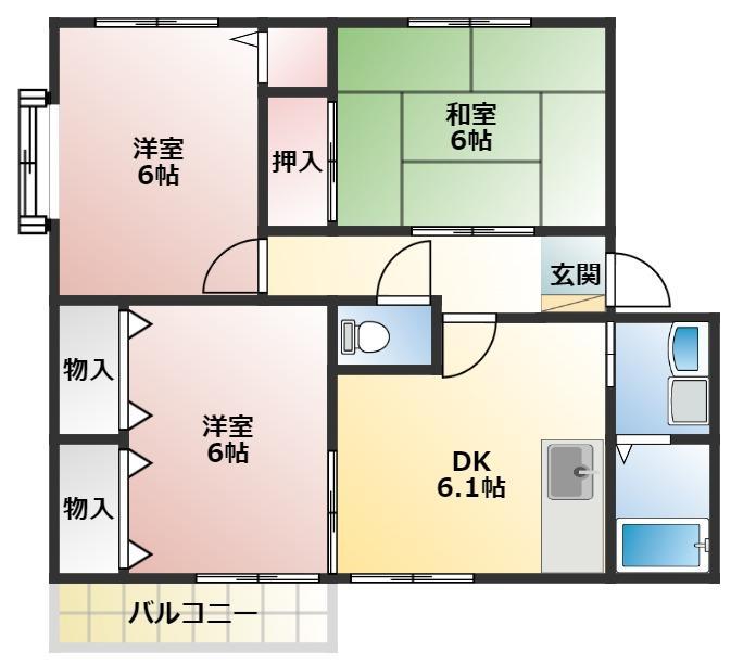 グランデージTAKA(3DK/2階)の間取り写真