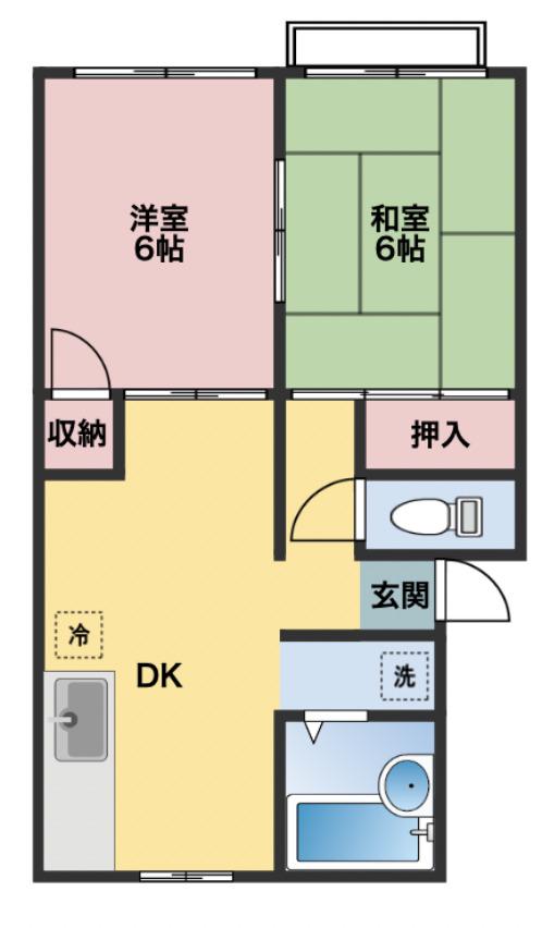 廣瀬ハイツ(2DK/1階)の間取り写真