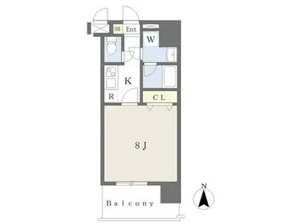 カレント茶屋が坂(1K/12階)の間取り写真