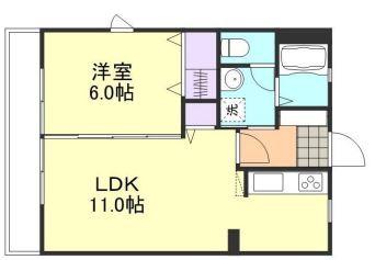 クイント(1LDK/1階)の間取り写真