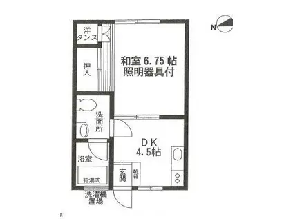 第2コンプレール(1DK/1階)の間取り写真