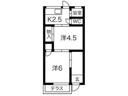 重美荘(2K/1階)の間取り写真