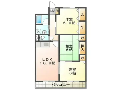 サンパレス(3LDK/2階)の間取り写真