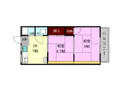 山下ハウス(2DK/2階)の間取り写真