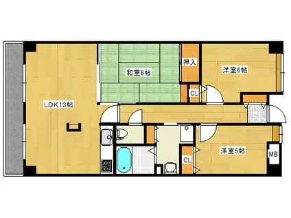 シーブリーズ東原壱番館(3LDK/10階)の間取り写真