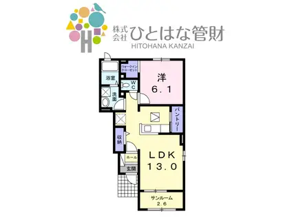 ヴァンベール II(1LDK/1階)の間取り写真