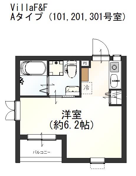 VILLA F&F(ワンルーム/2階)の間取り写真