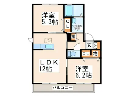 リバティーサンシャイン(2LDK/1階)の間取り写真