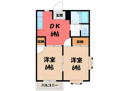 メリーハイツ(2DK/1階)の間取り写真