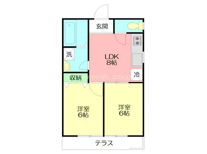 ブライティア二宮(2LDK/1階)の間取り写真