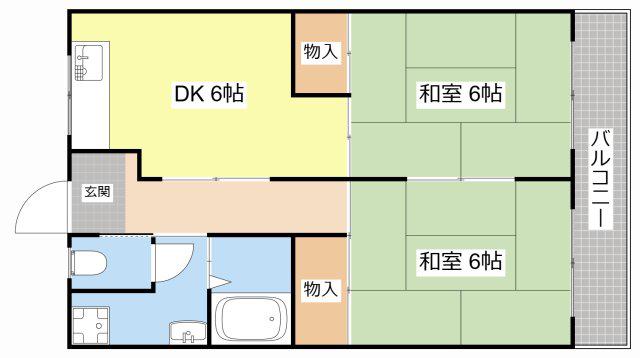 山路東陽ハイツ(2DK/2階)の間取り写真