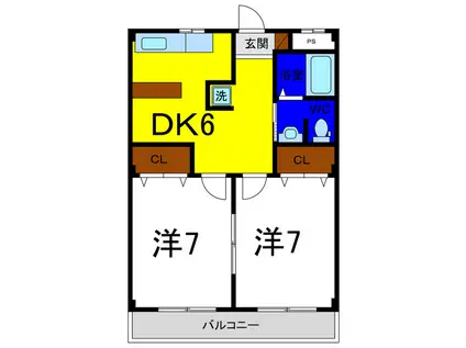 メゾン・ド・フルール(2DK/4階)の間取り写真